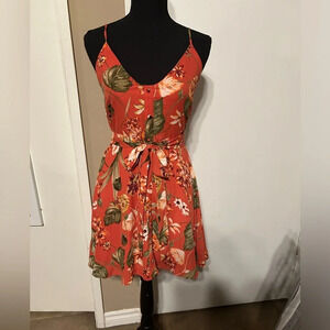 Lulus Ulani Rusty Tropical Floral Dress XS